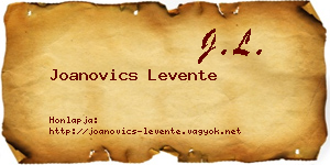 Joanovics Levente névjegykártya